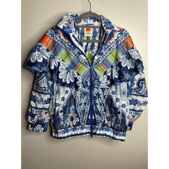 Anthropologie Farm Rio Blue Palms Windbreaker Jacket Size XS NWT - Picture 5 of 7